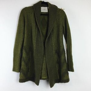 Anthropologie Boho Open Cardigan Cozy Wool Blend